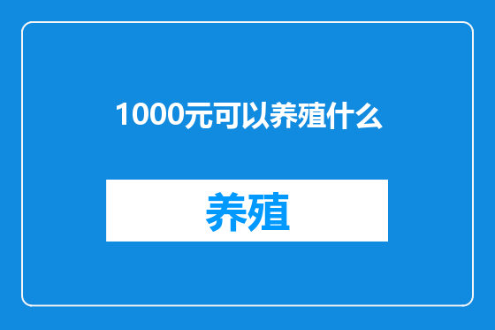 1000元可以养殖什么